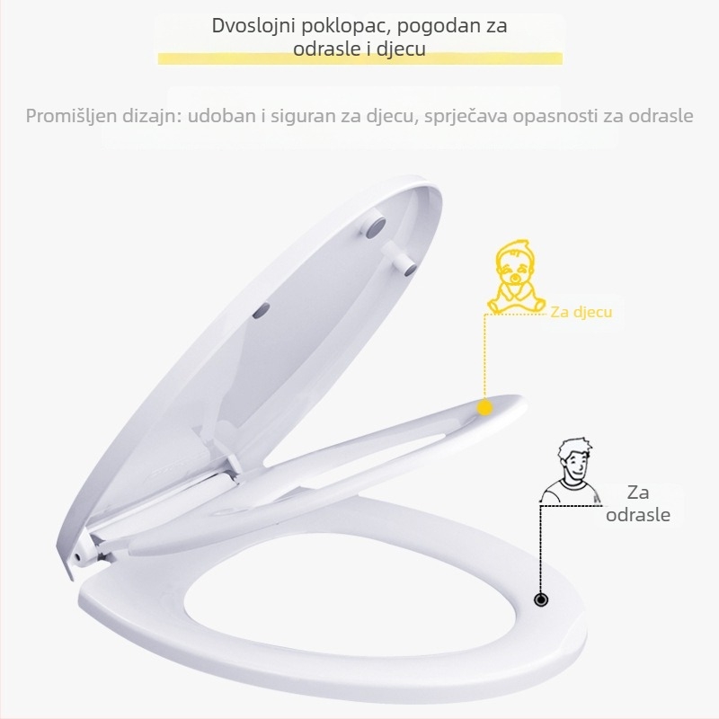 Toaletni poklopac za odrasle i djecu, dvostruko korištenje, materijal PP ploča, amortizer, podesiva udaljenost rupa 10–20 cm, OEM