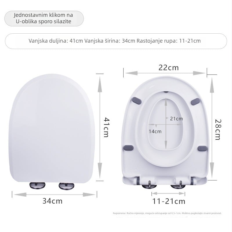 Toaletni poklopac za odrasle i djecu, dvostruko korištenje, materijal PP ploča, amortizer, podesiva udaljenost rupa 10–20 cm, OEM