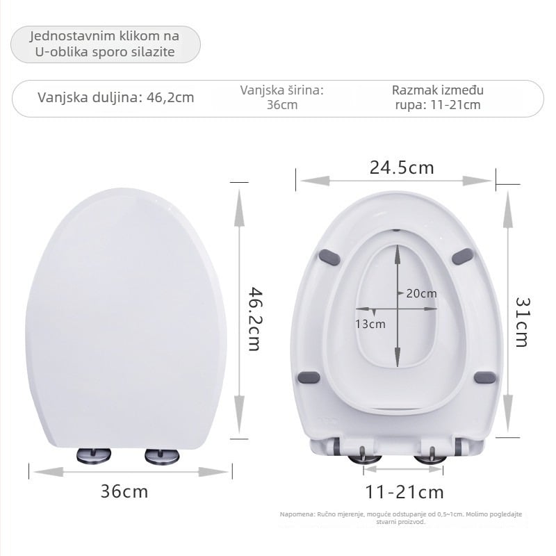 Toaletni poklopac za odrasle i djecu, dvostruko korištenje, materijal PP ploča, amortizer, podesiva udaljenost rupa 10–20 cm, OEM