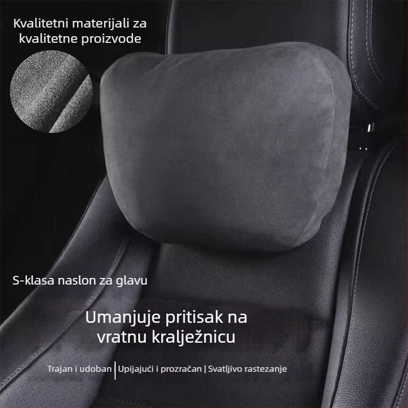 Automobilska naslona za glavu s lumbalnom podrškom, jastuk za vrat, velur navlaka, punilo od sintetičkih vlakana, univerzalna primjena