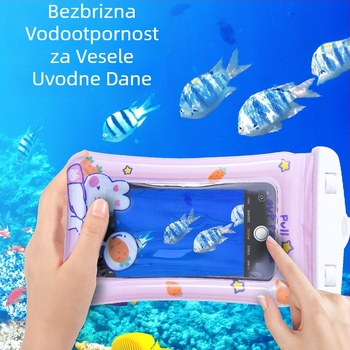 Cartoon vodootporna torbica za mobitel za vanjsku upotrebu, PVC, prugasti uzorak, vodootporna tkanina, kapacitet ispod 6,5 L