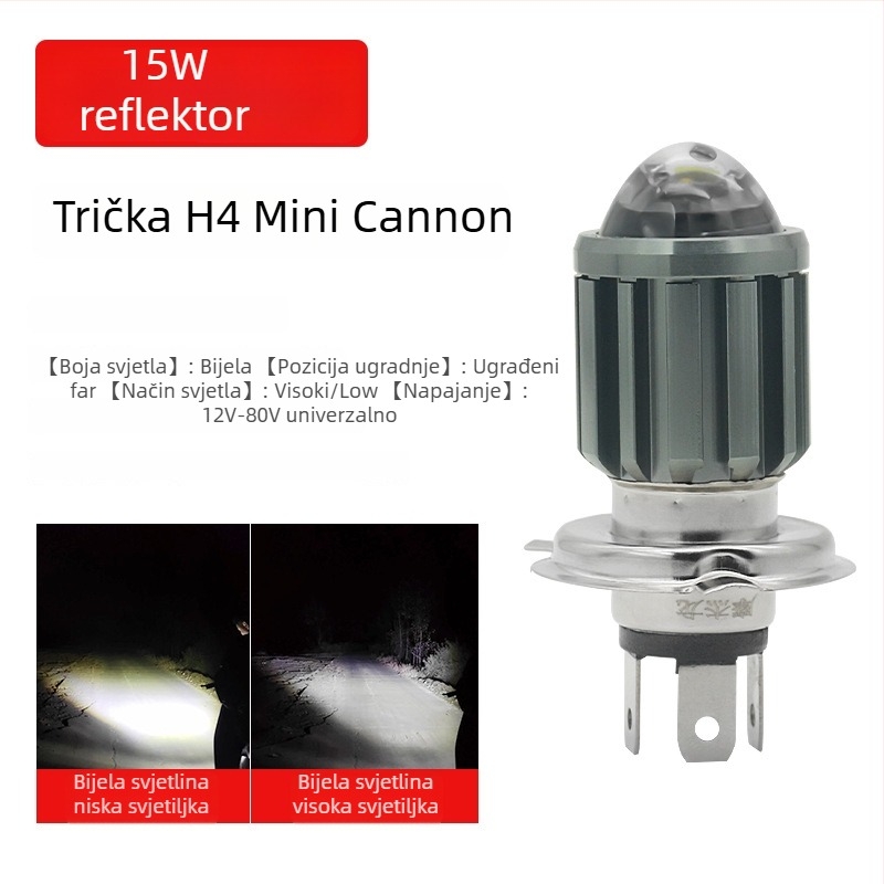 LED prednja svjetiljka za motor, električno vozilo i tricikl – univerzalno 12V-85V, 12W, 3500lm, 4000K, aluminijsko kućište
