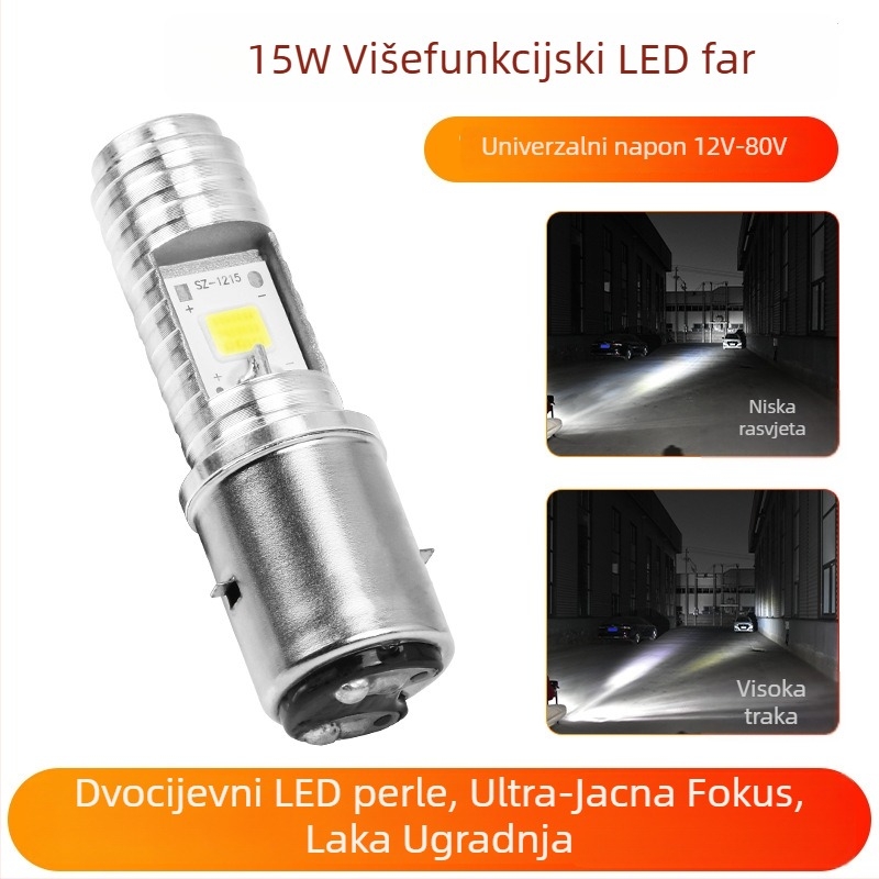 LED prednja svjetiljka za motor, električno vozilo i tricikl – univerzalno 12V-85V, 12W, 3500lm, 4000K, aluminijsko kućište