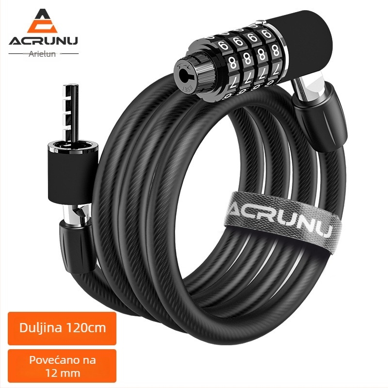 Brava za bicikl s lozinkom – MMS01; Materijali: cinkova legura, ABS, PVC, kompozitno čelično uže; Težina: 326,5 g; Stil: lagan luksuz