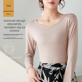 Majica od viskoze s okruglim izrezom, dugim rukavima, slobodan kroj