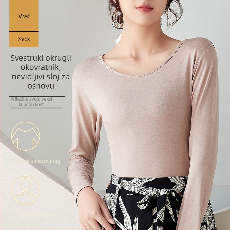 Majica od viskoze s okruglim izrezom, dugim rukavima, slobodan kroj