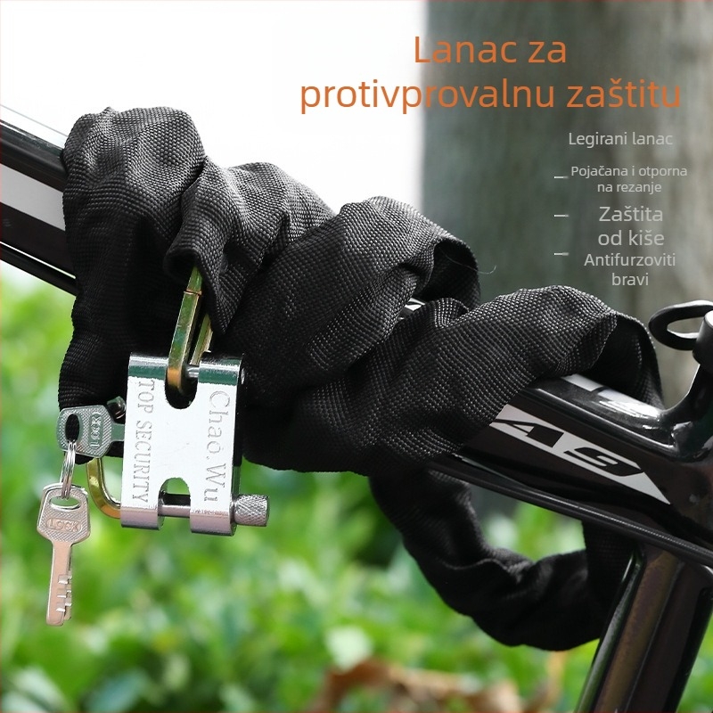 Lančani sigurnosni brava za motocikl, YUUISD, model 5015 četverokutna glava, metalni materijal, otpornost na hidrauličko rezanje, težina 0,8