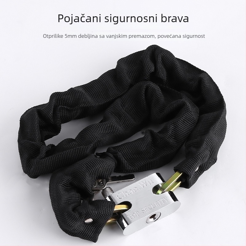 Lančani sigurnosni brava za motocikl, YUUISD, model 5015 četverokutna glava, metalni materijal, otpornost na hidrauličko rezanje, težina 0,8
