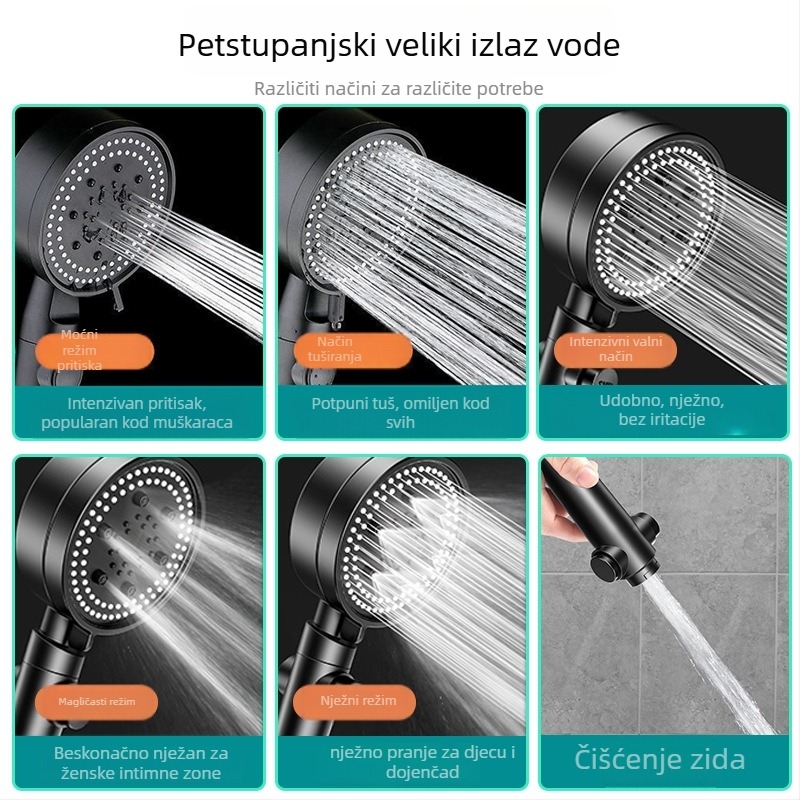 Set tuš glave s povećanim tlakom – Top spray, kišni režim, ABS, elektrogalvanizacija, model A012001008