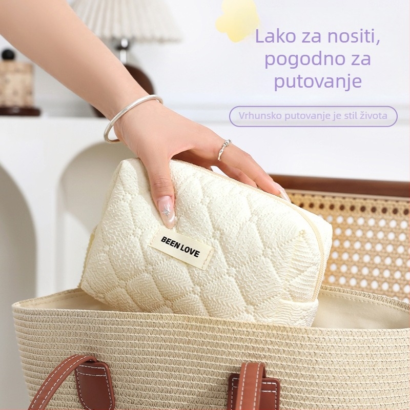 Kozmetička torbica s Qi uzorkom, kubični oblik, poliester, pohranjivanje šminke za putovanja