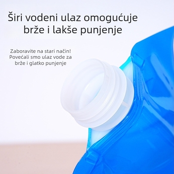 Prijenosni sklopivi spremnik za vodu za kampiranje, (0.7 L kapaciteta, vodootporna tkanina, tisk loga)