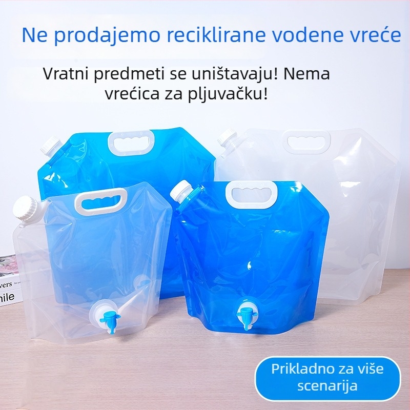 Prijenosni sklopivi spremnik za vodu za kampiranje, (0.7 L kapaciteta, vodootporna tkanina, tisk loga)