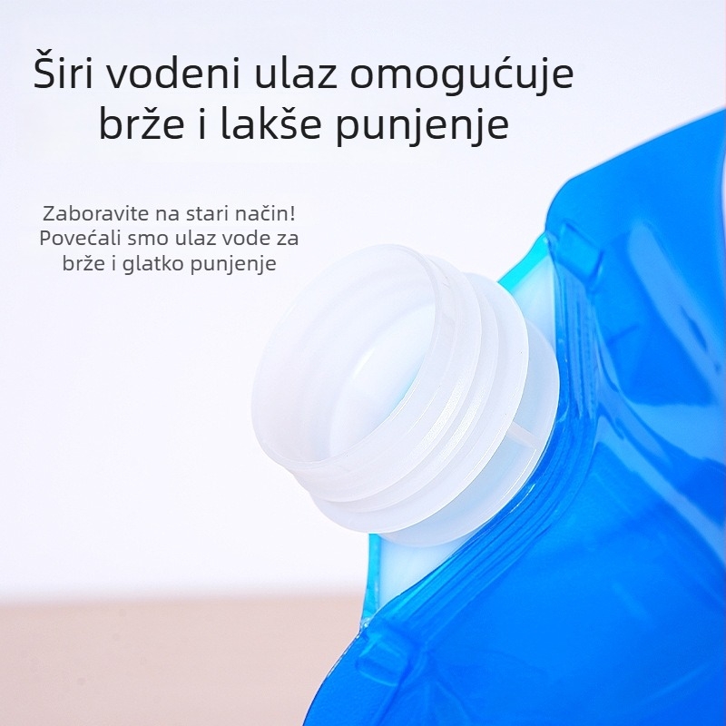 Prijenosni sklopivi spremnik za vodu za kampiranje, (0.7 L kapaciteta, vodootporna tkanina, tisk loga)