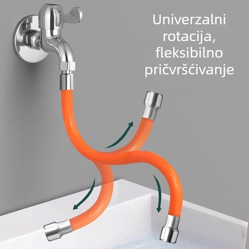 Univerzalni fleksibilni produžni crijevo s okretom ulaza vode za vruću/hladnu vodu, savitljiva željezna cijev, nehrđajući čelik spoj, brzo spajanje