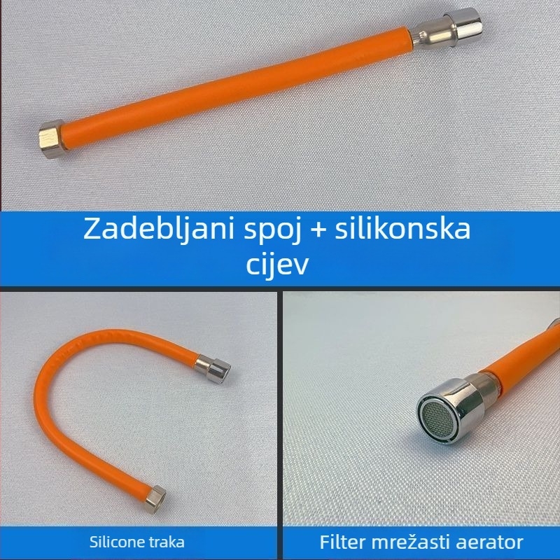 Univerzalni fleksibilni produžni crijevo s okretom ulaza vode za vruću/hladnu vodu, savitljiva željezna cijev, nehrđajući čelik spoj, brzo spajanje