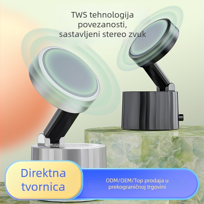 Bluetooth zvučnik s ugrađenom baterijom i magnetskim držačem za telefon – stolni usisni nosač, Bluetooth 5.3, domet 10 m, frekvencijski raspon 100 Hz–20 kHz