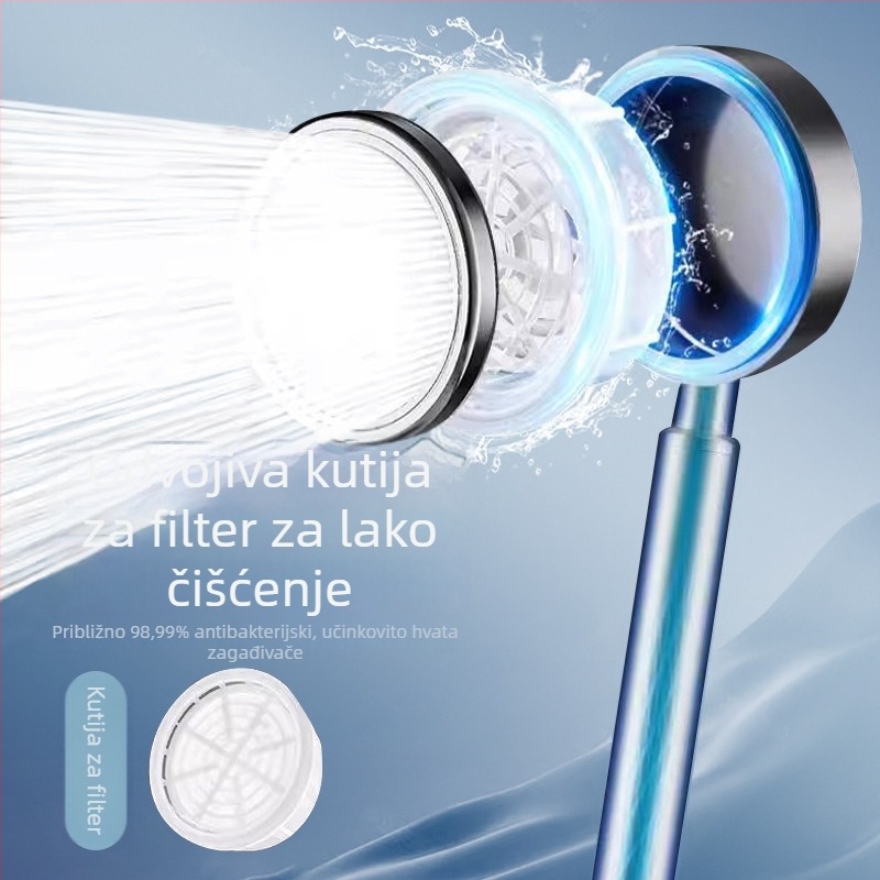 Ručna tuš glava od nehrđajućeg čelika s ugrađenim filtrom, odvojiva za čišćenje, okrugli oblik