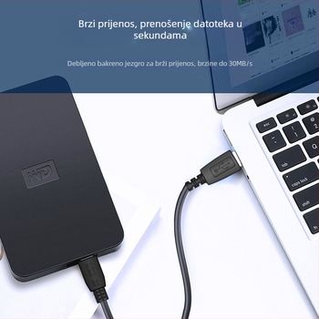 USB punjački kabel s produženom glavom za MP3/MP4, PVC, brzo punjenje 5W