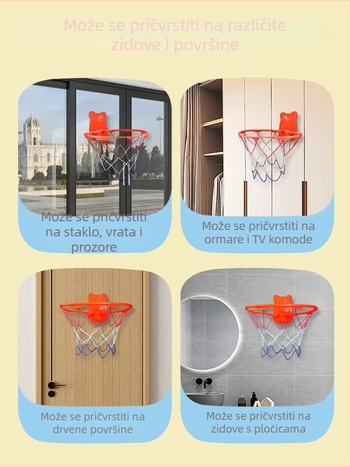 Sklopivi unutarnji zidni koš za košarku, bez bušenja, Avati model 20240215, težina 200 g