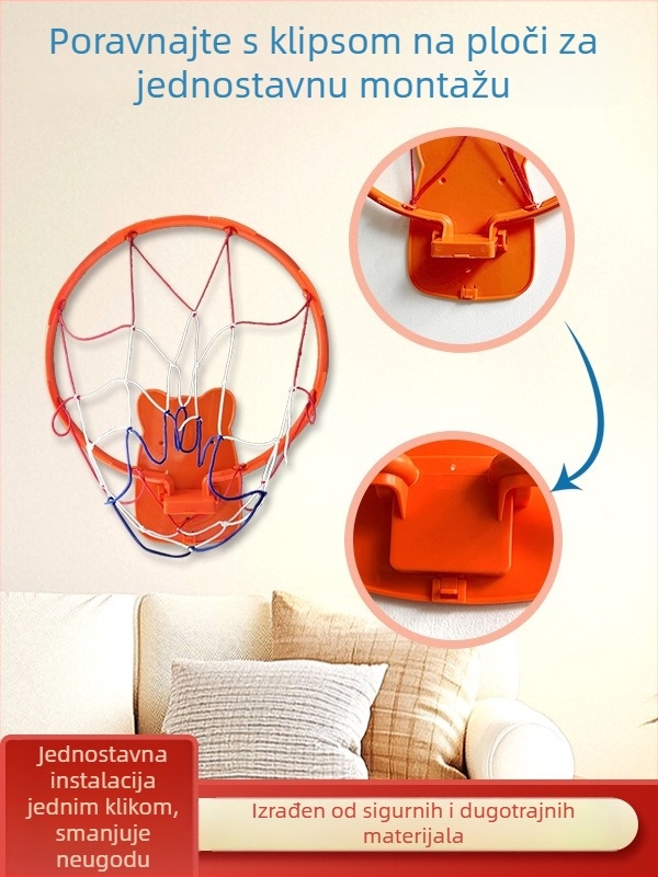 Sklopivi unutarnji zidni koš za košarku, bez bušenja, Avati model 20240215, težina 200 g