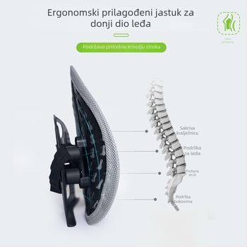 Ergonomična lumbalna jastučić za uredsku stolicu – prozračna poliester tkanina, punjenje od poliester vlakana, okvir od polipropilena, univerzalna kompatibilnost, mogućnost tiskanja logotipa