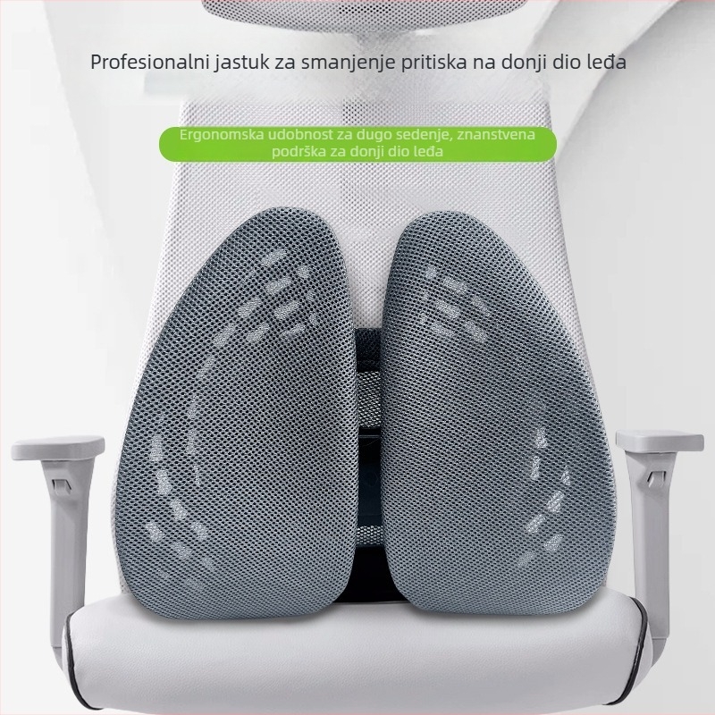Ergonomična lumbalna jastučić za uredsku stolicu – prozračna poliester tkanina, punjenje od poliester vlakana, okvir od polipropilena, univerzalna kompatibilnost, mogućnost tiskanja logotipa