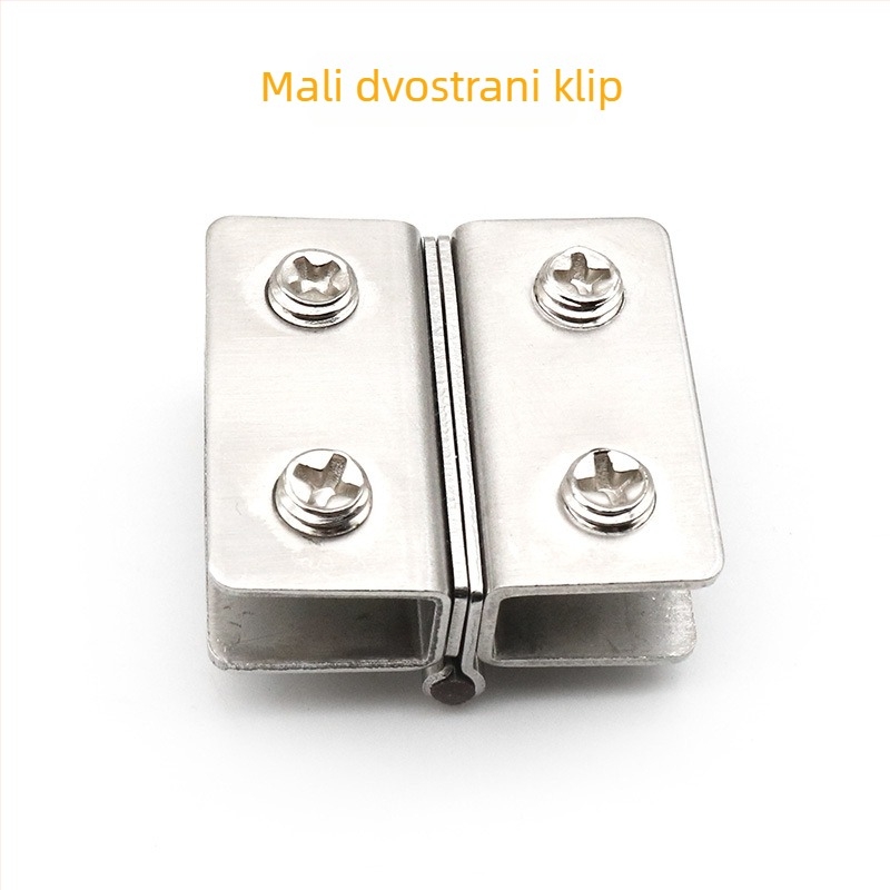 Panta za staklo od nehrđajućeg čelika – montaža bez bušenja; pogodno za vitrine, vinske ormariće, prozore i druge staklene vrata; model ST500201; raspon klipsa 5–10 mm; površina žičana obrada