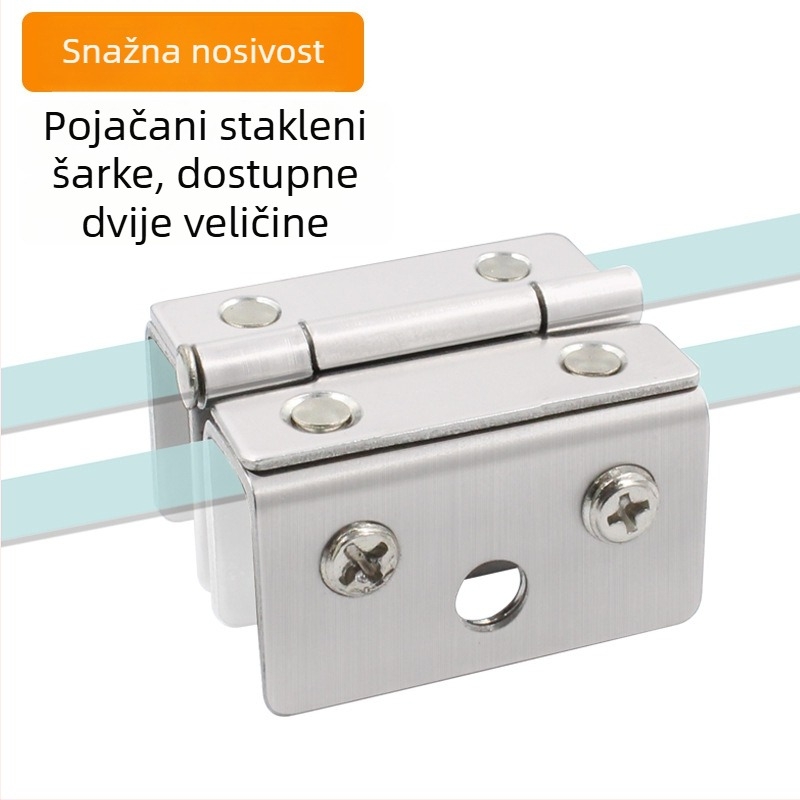 Dvostrani staklena šarka za staklena vrata, nehrđajući čelik, 180°, model 001