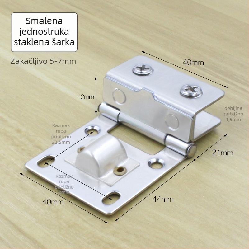 Dvostrani staklena šarka za staklena vrata, nehrđajući čelik, 180°, model 001