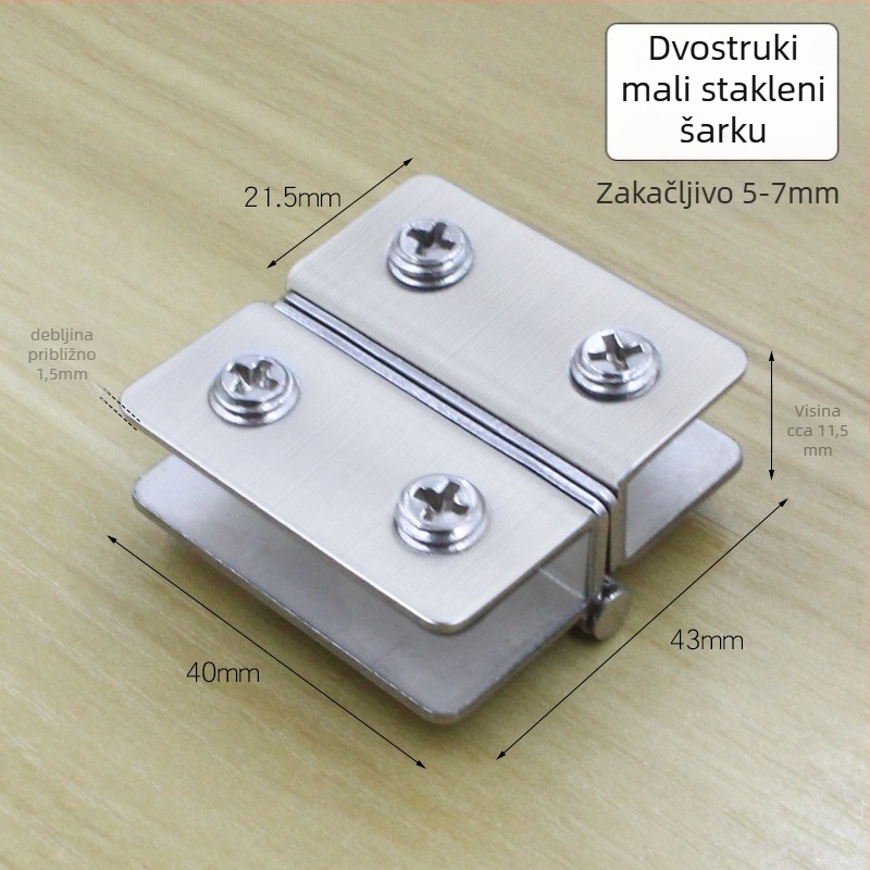 Dvostrani staklena šarka za staklena vrata, nehrđajući čelik, 180°, model 001