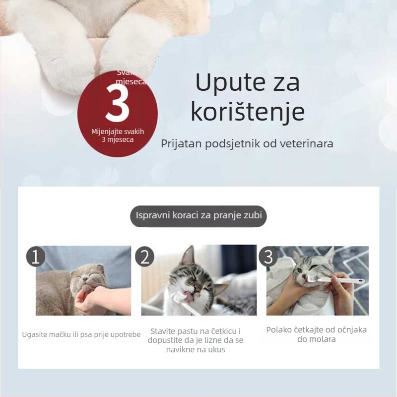 Set za njegu zubi kućnih ljubimaca: prstna četkica i vlažne maramice za mačke i pse (antibakterijski, svjež dah, uklanjanje mrlja, uklanjanje kamenca)