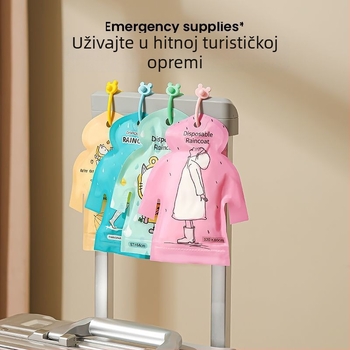 Pončo za kišu u obliku kartice za odrasle i djecu, crtani stil, PE tkanina 0,03 mm, vodootporni sloj PE ljepila, prijenosni džep dizajn