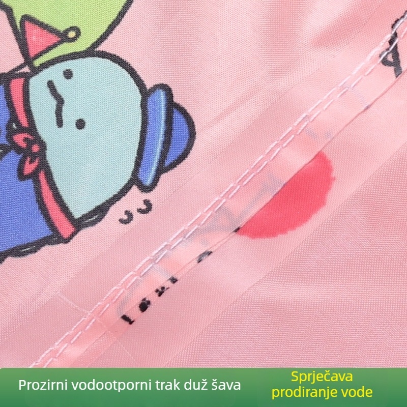 Dječji jednopojasni kišni kaput s cartoon dizajnom — vodootporni PU sloj, debela tkanina, za jednokratnu upotrebu, materijal: Spring Asia Spinning