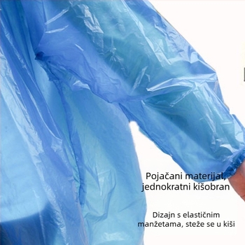 Jednokratno pončo, dugo, prozirno, potpuno pokrivanje, otporno na kišu