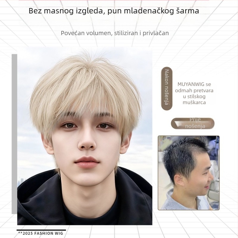 Perika s korejskim stilom, otporna na visoke temperature, unisex, kompletna perika za cijelu glavu, prirodan izgled za cosplay.