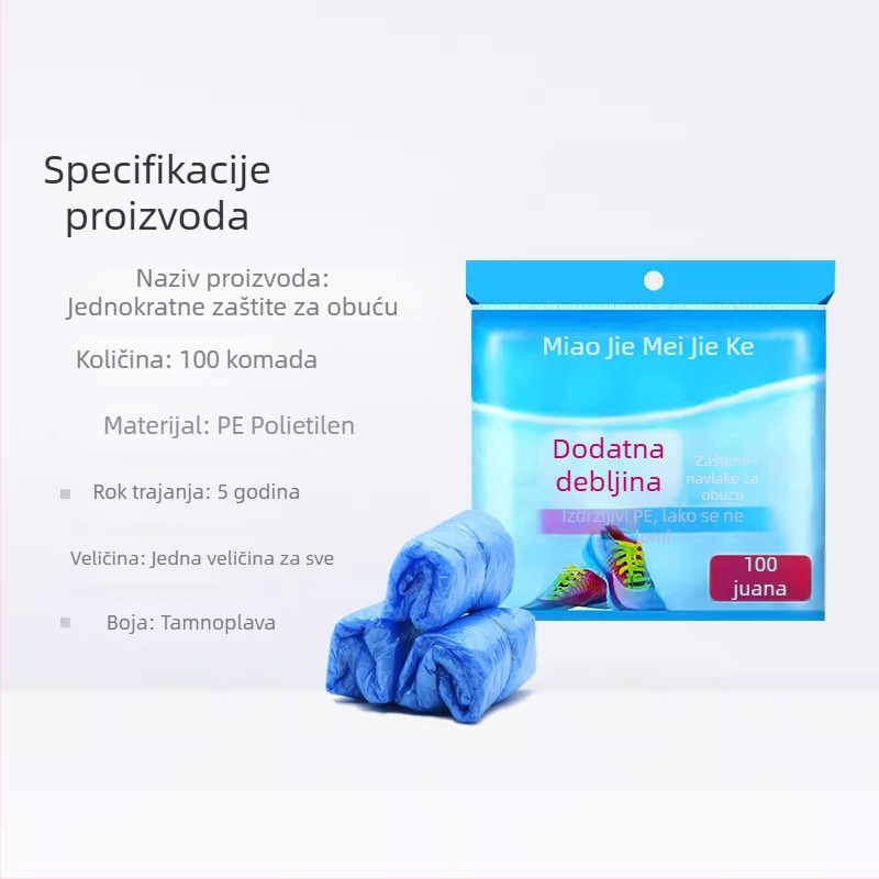 Jednokratne PE zaštitne navlake za cipele, debeli, štite od prašine, pakiranje 60/100 komada
