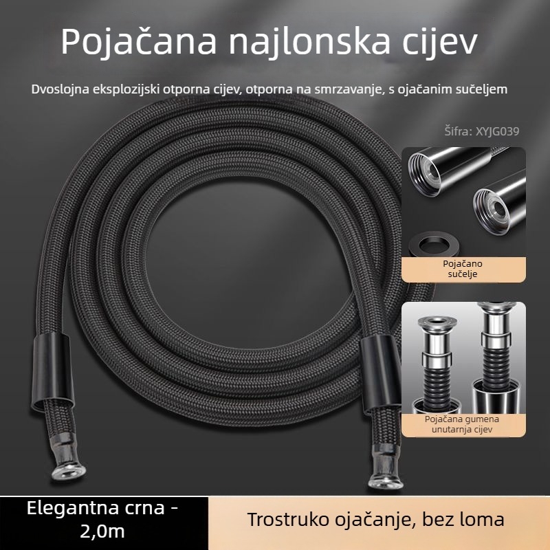 Najlonski tuš-vodovod XYJG040 | navojni priključak | radna temperatura 0–50°C | otporan na habanje, visoka fleksibilnost