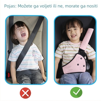 Dječji držač sigurnosnog pojasa za automobil s karikaturama ramena i limitatorom trbuha s preslatkim zekom – Materijal: PU soft leather sponge; Mogućnost prilagodbe; Prilagodljiv dizajn