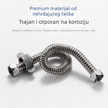 304 nehrđajući čelik gofrirano fleksibilno crijevo za bojler i WC – ulaz/izlaz, topla i hladna voda, navojni spoj, 0–95°C, 1,5 MPa