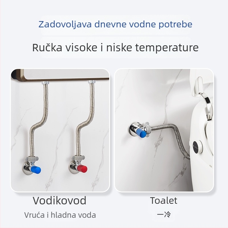 304 nehrđajući čelik gofrirano fleksibilno crijevo za bojler i WC – ulaz/izlaz, topla i hladna voda, navojni spoj, 0–95°C, 1,5 MPa