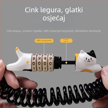 ROCKBROS katanac s lozinkom za bicikle, motocikle i kacige — prenosni sigurnosni katanac s kabelom od cinkovog legura/ABS/PVC omotanim čeličnim užetom
