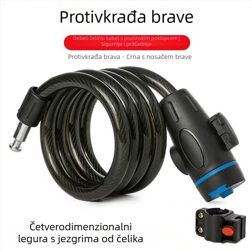 Kljucavnica za bicikl sa lozinkom – kabel od legiranog čelika, prenosiva, za bicikle, električne bicikle, motocikle i planinske bicikle