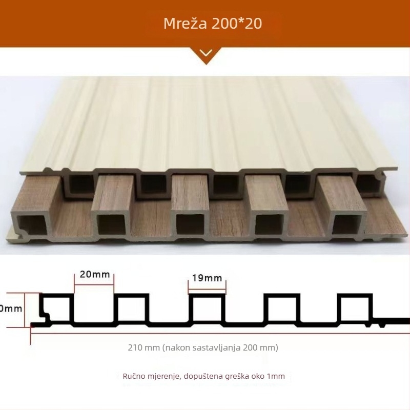 WPC drvo-plastični zidni panel s mrežom – Materijal: drvo-plastik; Model: Grid; Stil: Pattern, Novi kineski stil, Modern minimalist, Light Luxury; Brand: Fulida; Podrijetlo: Kina
