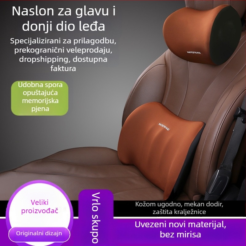 Set jastuka za naslon automobila s memorijskom pjenom za potporu vrata i lumbalne regije