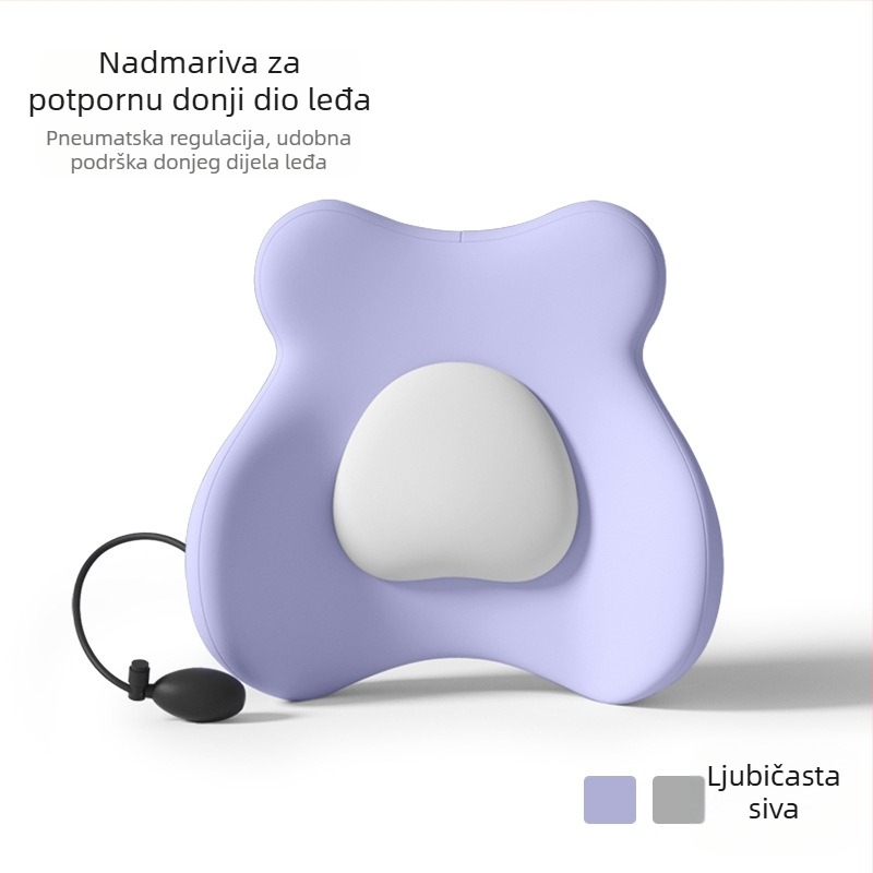 Memory pjena lumbalni jastuk – uredska ergonomska podrška za leđa, srcolni uzorak, poliester navlaka, šivano pletene tkanje, moderan minimalistički stil