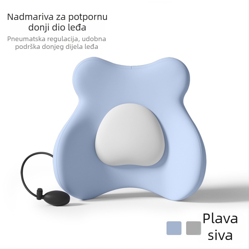 Memory pjena lumbalni jastuk – uredska ergonomska podrška za leđa, srcolni uzorak, poliester navlaka, šivano pletene tkanje, moderan minimalistički stil