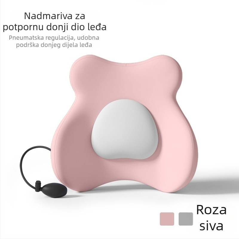 Memory pjena lumbalni jastuk – uredska ergonomska podrška za leđa, srcolni uzorak, poliester navlaka, šivano pletene tkanje, moderan minimalistički stil
