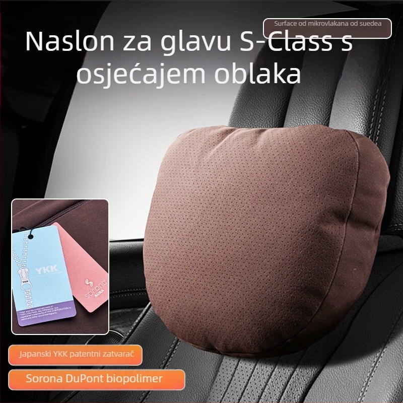 Universalni jastuk za glavu za automobil s podrškom za lumbalni dio, perforiranom zamš vanjskim dijeliem, bio fleece punilo, sve godine, prilagodljivo