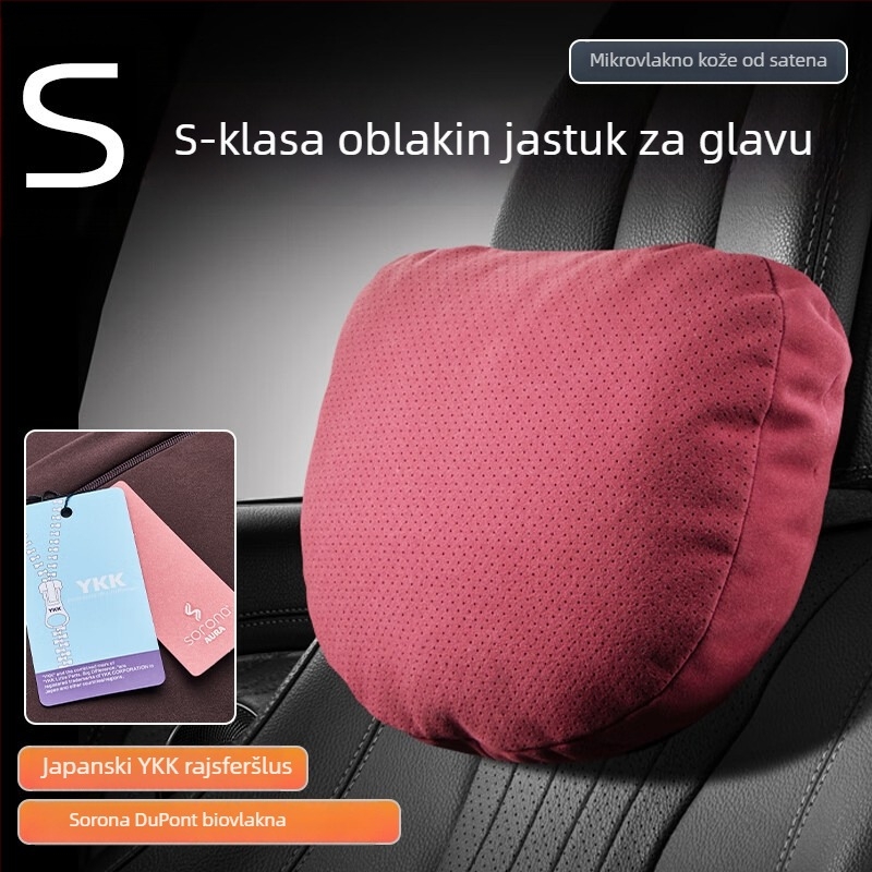 Universalni jastuk za glavu za automobil s podrškom za lumbalni dio, perforiranom zamš vanjskim dijeliem, bio fleece punilo, sve godine, prilagodljivo