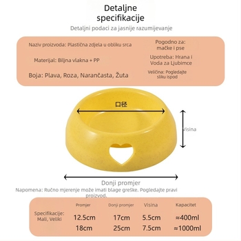 Zdjela za mačke s dizajnom protiv prevrnutja i podrškom za vrat, plastična